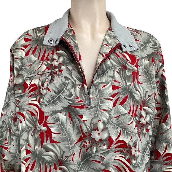 Tehama Tropical Floral Pullover Jacket Size Medium Red & Gray Nancy Haley - Picture 6 of 7